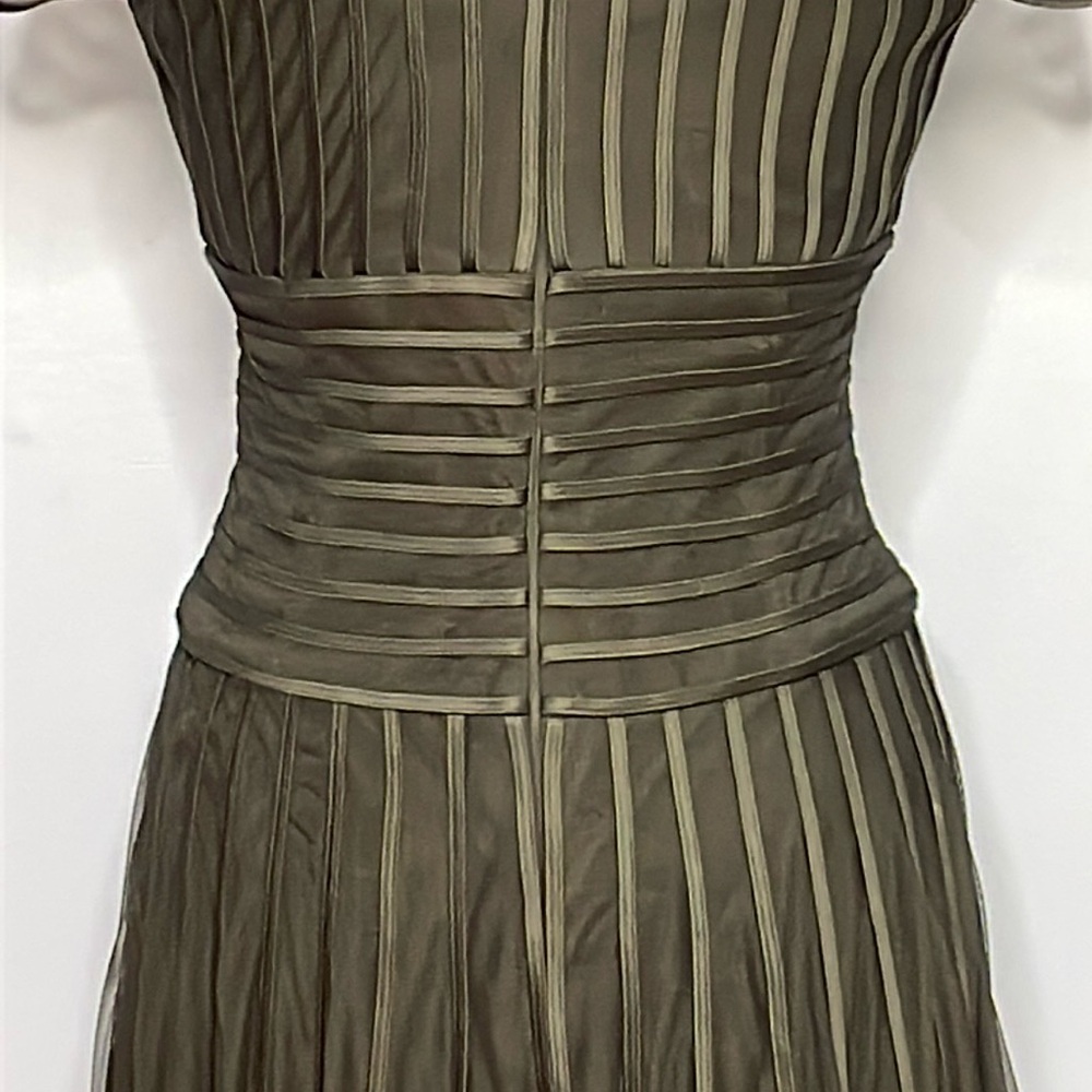 JS Collections Women’s Black Mesh Cap Sleeve Striped Knee Length Dress Size 10 - Picture 10 of 14